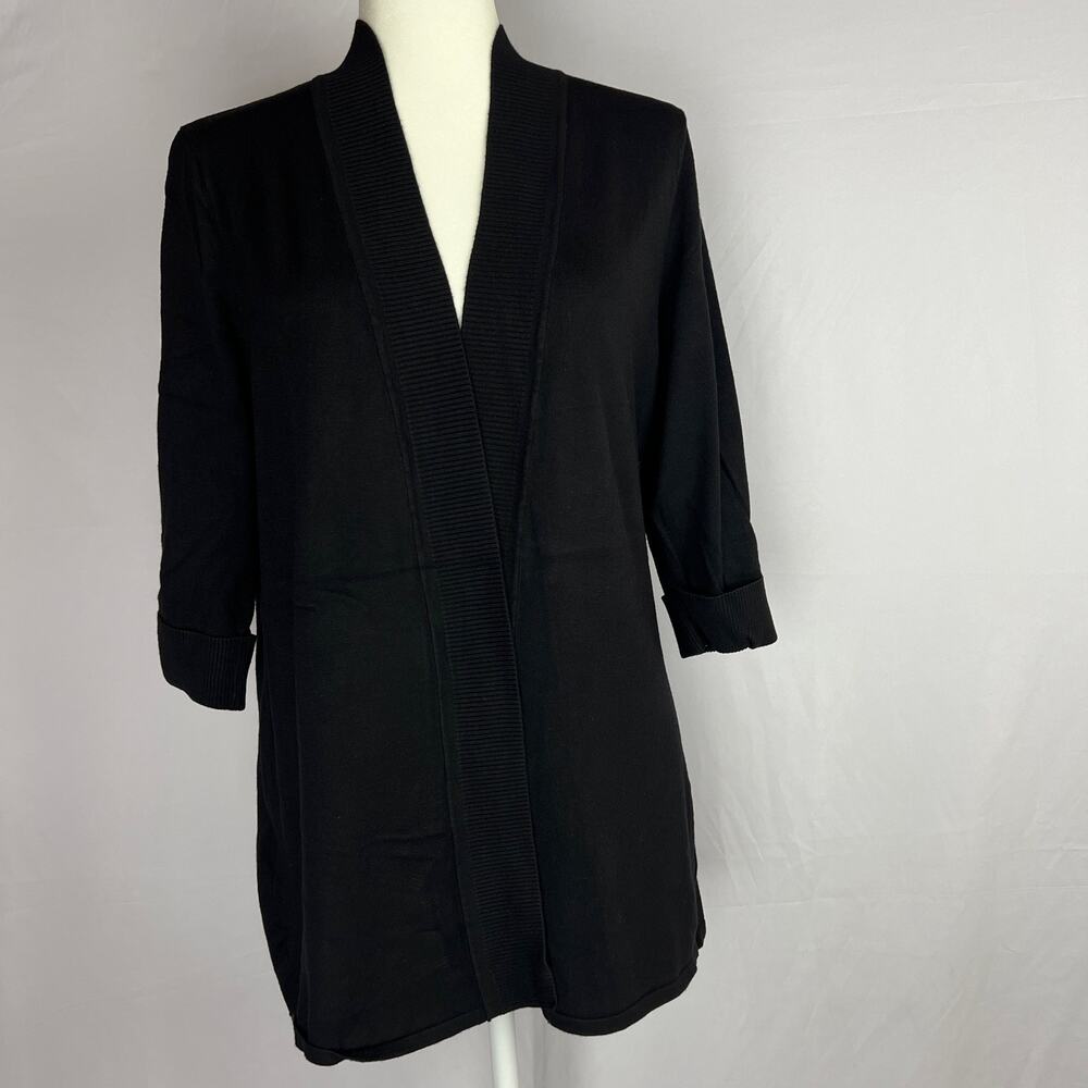Quiet Luxury Classiccore Black Shawl Collar Cardigan Sweater Laura Ashley M